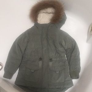 Used girls Old Navy green parka size XS 5